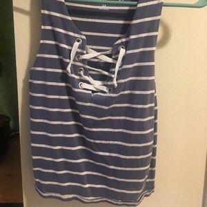 Tie up crop top striped